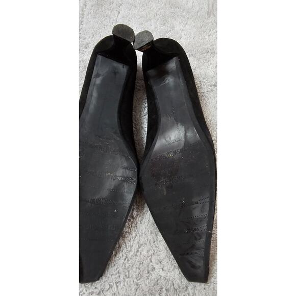 NEW Circa Joan & David Sz 8 Black Suede Leather Kitten Heel Pumps Tassels WITCH - Picture 5 of 6